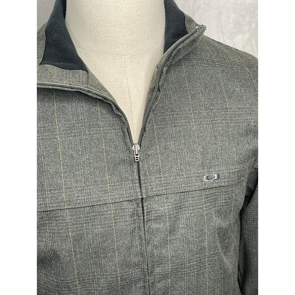 Oakley Jacket Mens Size Small Gray Pinstripe Full Zip Long Sleeve - Picture 2 of 11